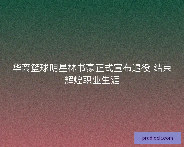 华裔篮球明星林书豪正式宣布退役 结束辉煌职业生涯
