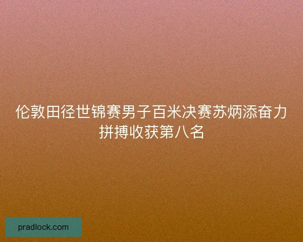 伦敦田径世锦赛男子百米决赛苏炳添奋力拼搏收获第八名