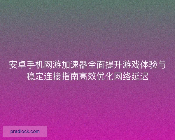 安卓手机网游加速器全面提升游戏体验与稳定连接指南高效优化网络延迟