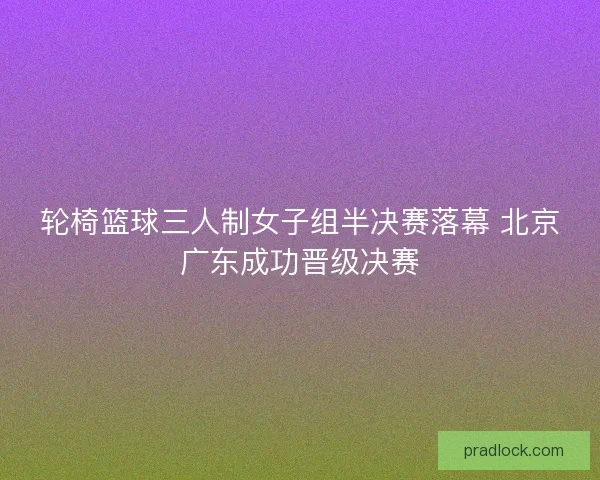 轮椅篮球三人制女子组半决赛落幕 北京广东成功晋级决赛